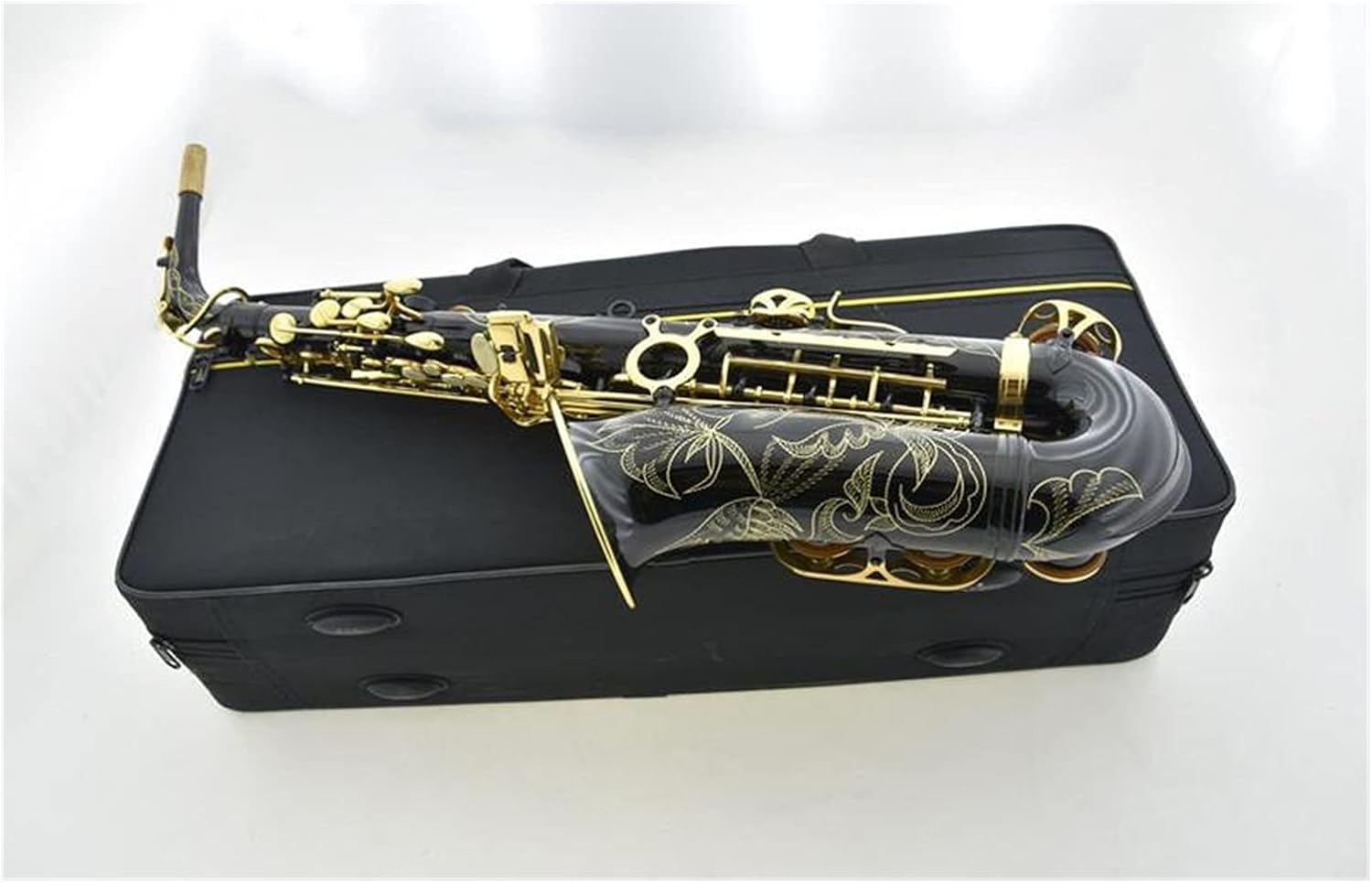 Black Alto Saxophone Brass Engraving Mode Black Gold Musical Instruments Professional Alto Sax and Case Student Saxophone