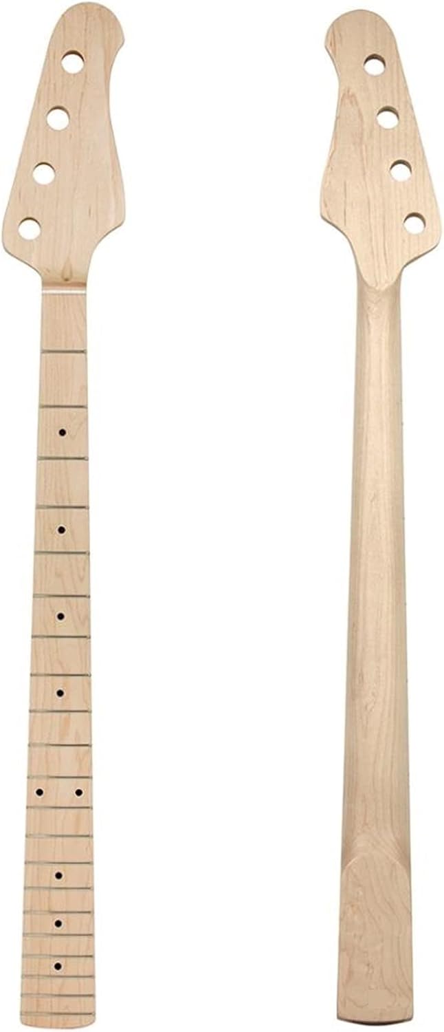 Electric Guitar Neck 4 String Maple for Bass 21 Frets Bolt On 38 Mm Nut Nature Satin Unfinished Guitar Neck (Color : Maple Fretboard)