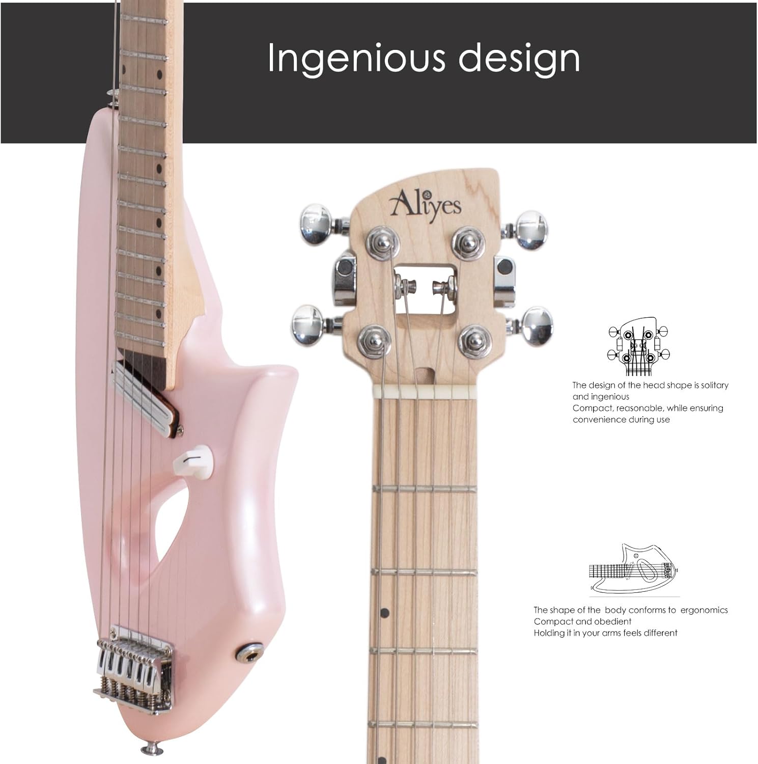 Aliyes Light Electric Guitar For Travel,Full 25 1/2