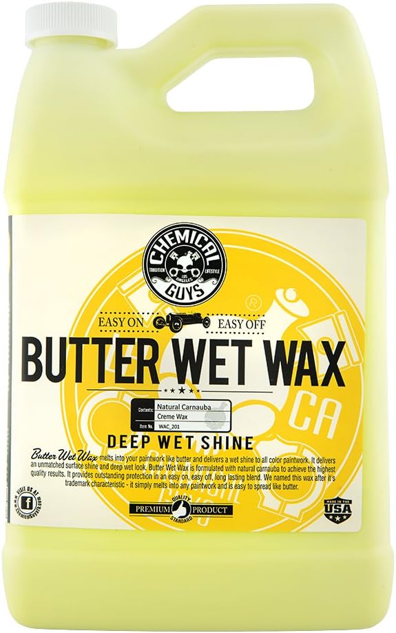 Chemical Guys WAC_201 Butter Wet Wax, Deep Wet Shine for Cars, Trucks, SUVs, RVs & More, 128 fl oz (1 Gallon) Banana Scent