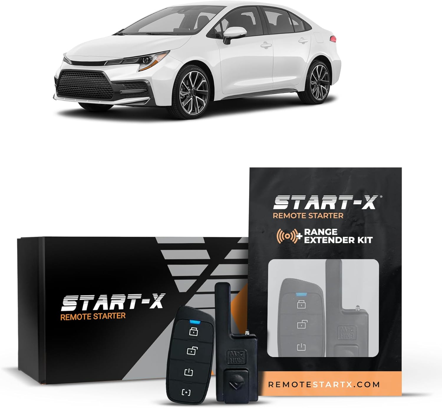 Start-X Remote Starter Kit + 3000ft 2 Way Range Extender for Toyota Corolla (2020, 2021, 2022) Vehicles with Key Ignition