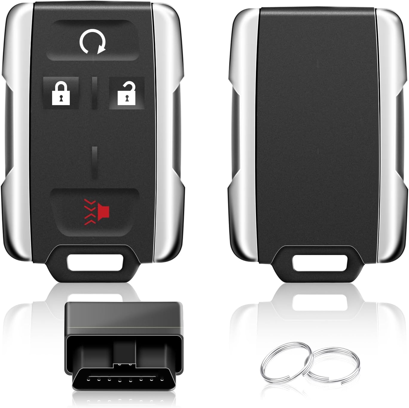 2PCS 4 Buttons Car Remote Key Fob Compatible for 2014-2018 GMC Sierra Chevrolet Silverado 1500 2500 3500, Chevrolet Colorado GMC Canyon 2015-2021