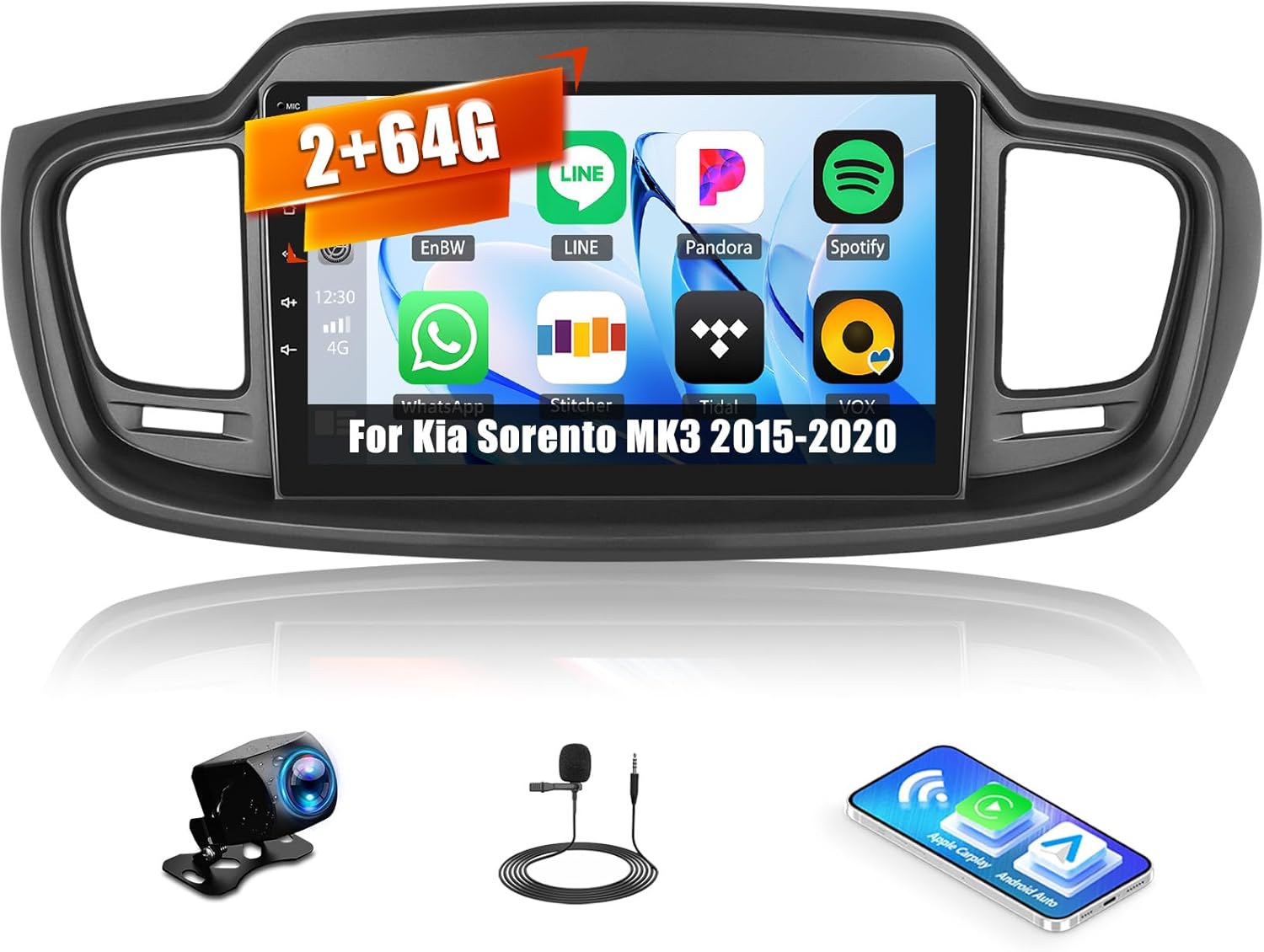 2+64G Android 13 Car Stereo for Kia Sorento MK3 2015-2020 with Wireless Carplay Android Auto,10.1