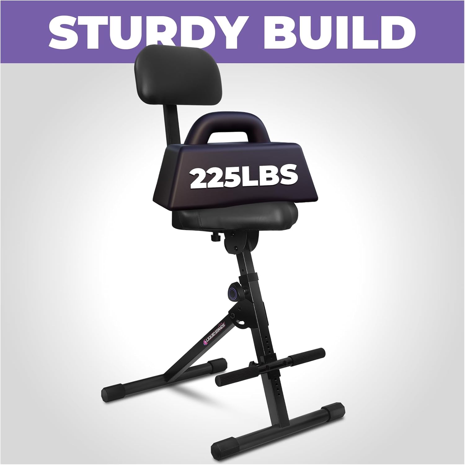 Liquid Stands Guitar Stool Adjustable Stool - Standard Musician Drum Throne with Backrest - Guitar Seat Drum Seat, Musician Chair, Chair for Adults, Kids, Drummer and Guitarist