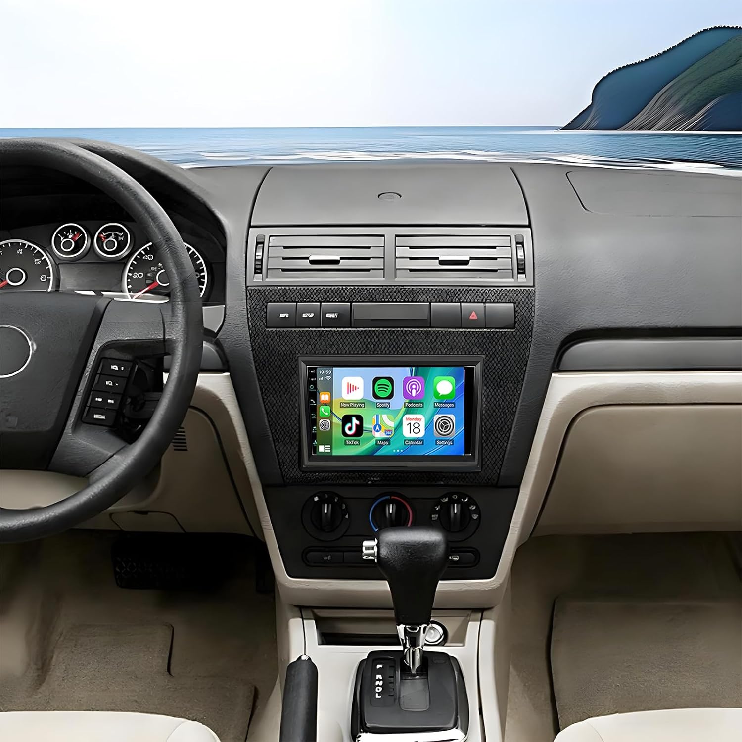 7Inch Double Din Car Stereo Radio for Ford Fusion 2006 2007 2008 2009-4G+64G Car Audio Receiver with Carplay/Android Auto,Built-in GPS Bluetooth WiFi FM RDS DSP SWC + Backup Camera