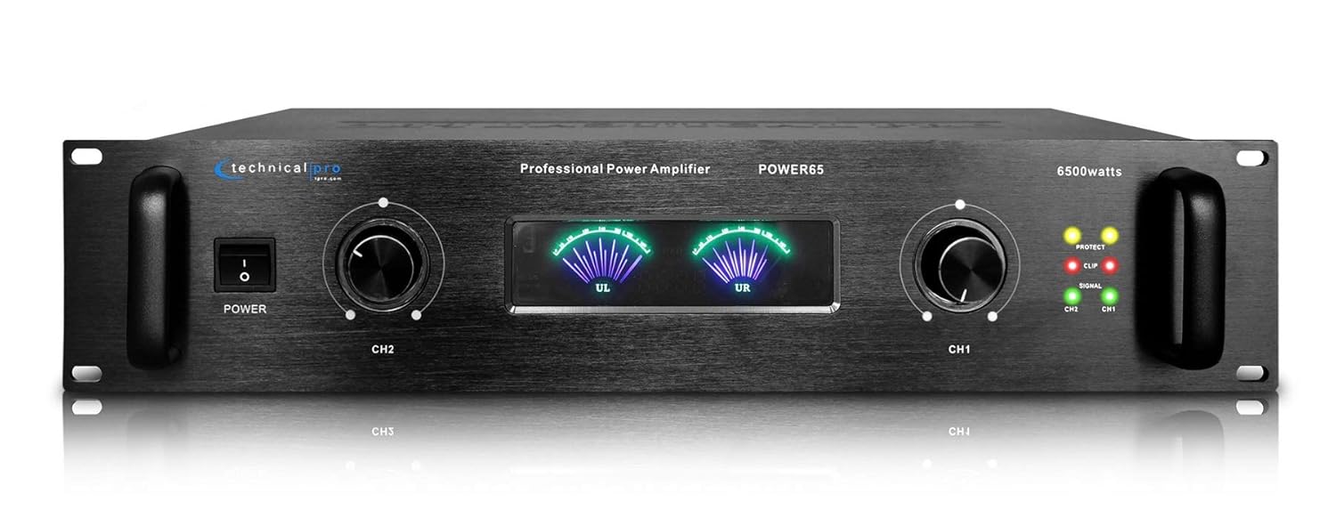 Technical Pro POWER65 6500W 2 Channel 2U Power Amplifier Amp + XLR Cable