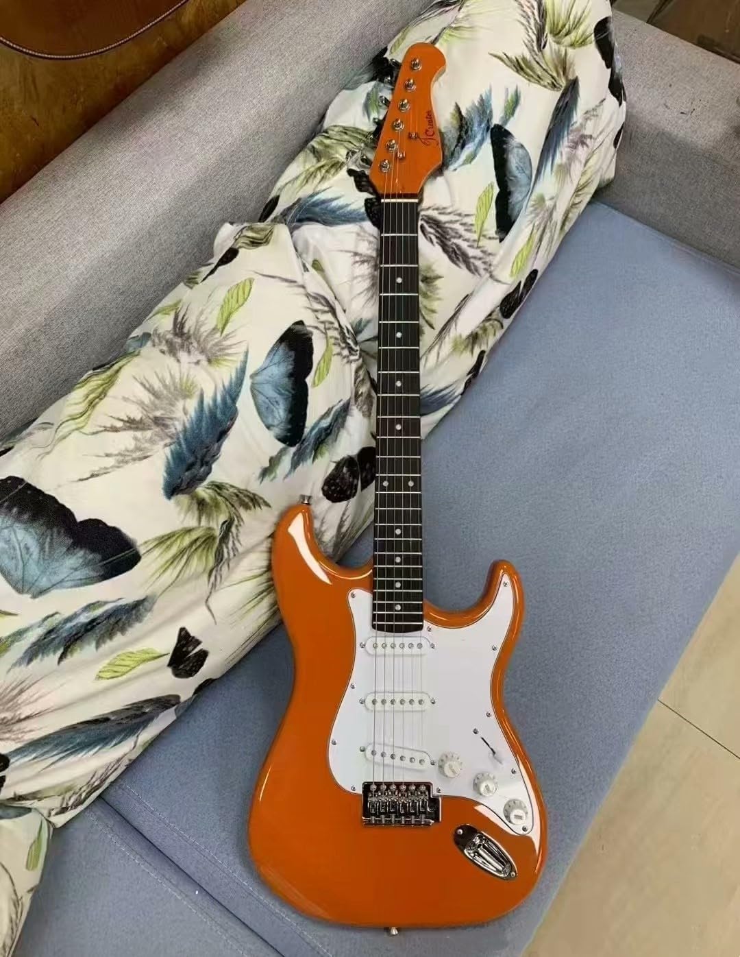 41-inch Solid Wood Electric Guitar - Vibrant Orange (Rosewood Fretboard, Maple Neck)