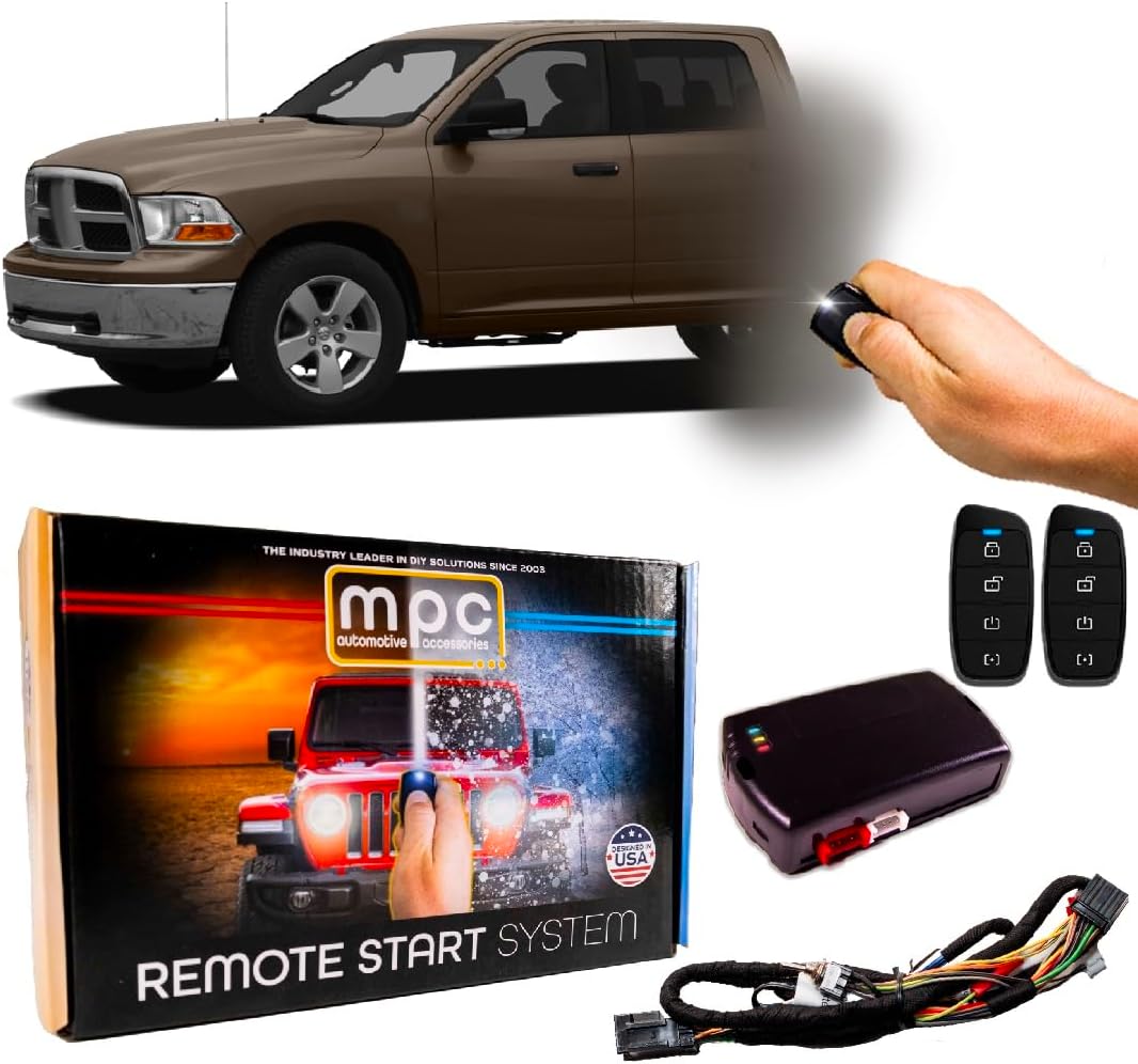 MPC 4-Button 2-Way Remote Start Compatible with 2009-2010 Dodge Ram 1500 - Gas/Diesel - Plug & Play - (2) Extended Range 4-Button 2-Way Remotes - Up to 3,000 ft Range