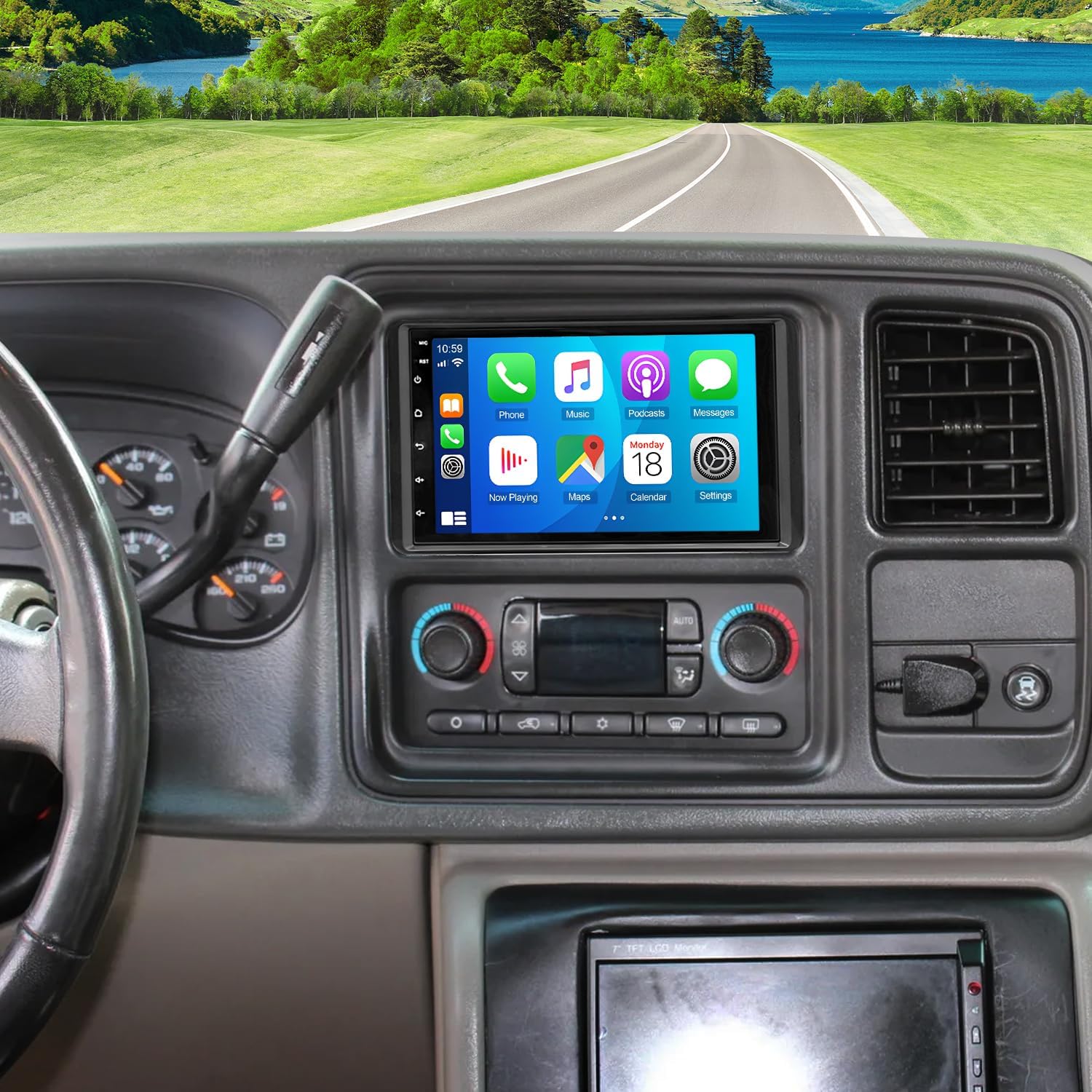 Car Stereo Radio for Silverado 1500 2500 2003-2004-2005-2006, for GMC Sierra 1500 2500 3500 2003-2004-2004-2006 Android 13 Player Mirror Link with Carplay WiFi Bluetooth GPS Navigation Player 7Inch