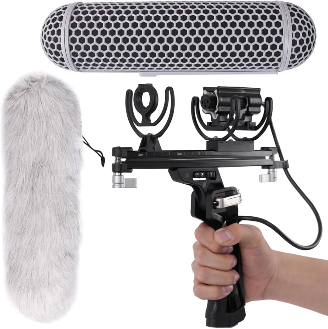 Micolive Upgrade Microphone Windshield Blimp,Windscreen Protect Cage with Shock Mount Suspension System,XLR Cable, Furry Deadcat Compatible with Rode NTG1/2/3/4/5 AT875R,Boya/MKE 600 Shotgun Mic