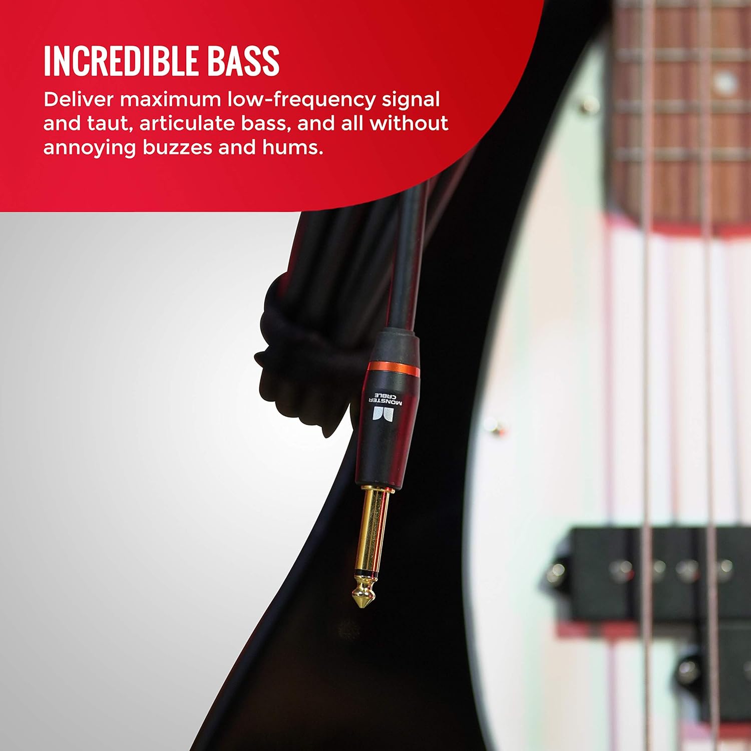 Monster 21 ft Straight to Straight Bass Guitar Cable. 95% Copper Braided Shield. Bass Guitar Amp Cord