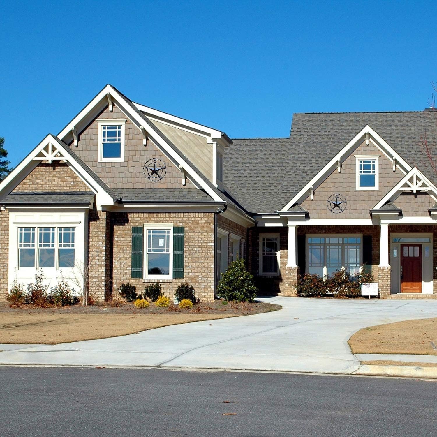 Metal Wall Star Home Decor - Heavy Duty Iron Metal Stars for Outdoor, Large Texas Rustic Vintage Stars, Farmhouse Barn Western Country Art for Kitchen, Bathroom or House Patio (Dark Bronze)