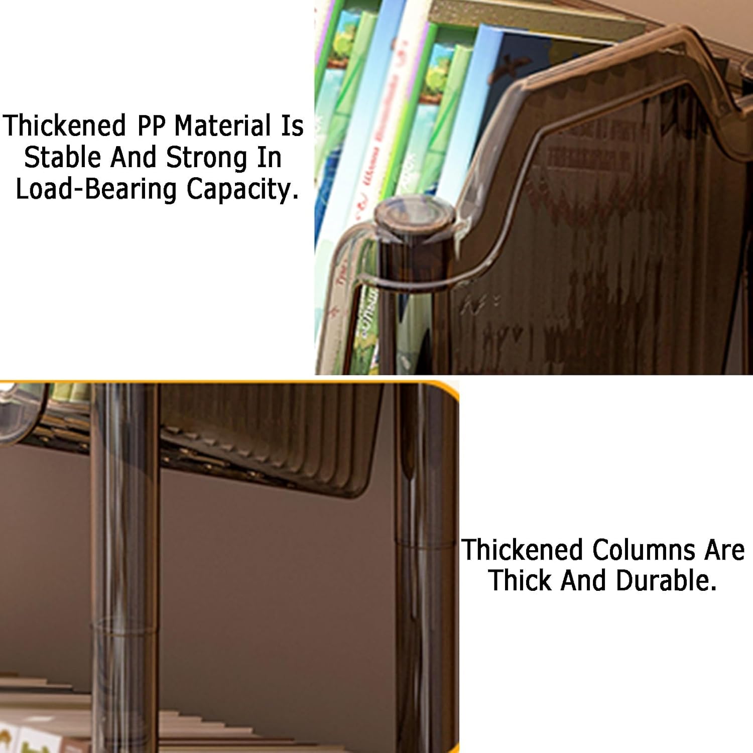 3/4/5 Cube Bookshelf, Multi-Layer Home Desk Side with Wheels, Suitable for Living Room, Study Room, Reading Corner (Transparent Gray)(5tier) ()