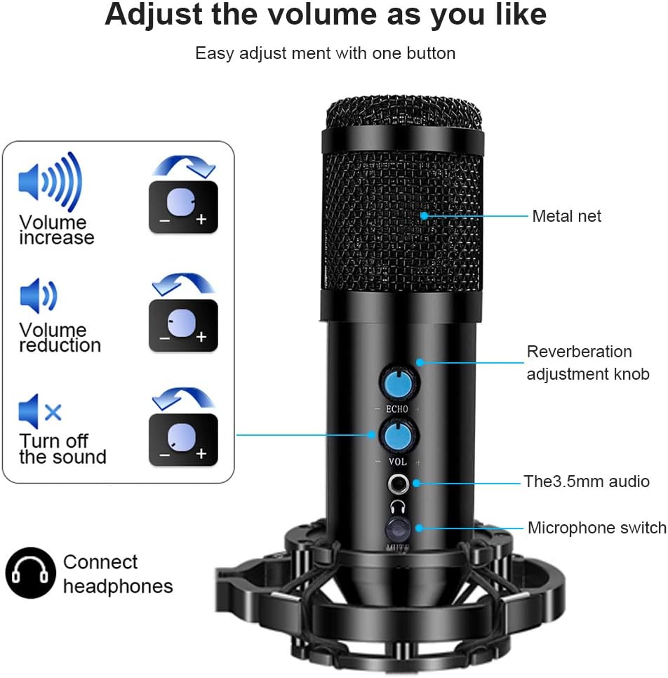 USB Microphone Professional Condenser Recording Mic Kit for Podcast, Recording Microphone for YouTube, Recording Music, Voice Overs, Livestreaming and Streaming Broadcast