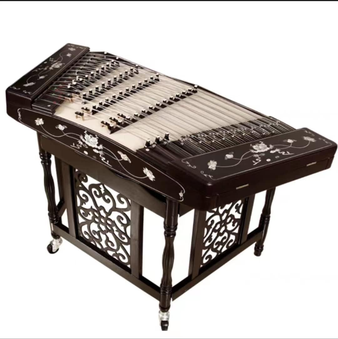 LANDTOM chicken wing wooden shell carving fairy lotus panda 402 dulcimer, professional musical instrument playing Yangqin (Chicken wing wood Lotus)