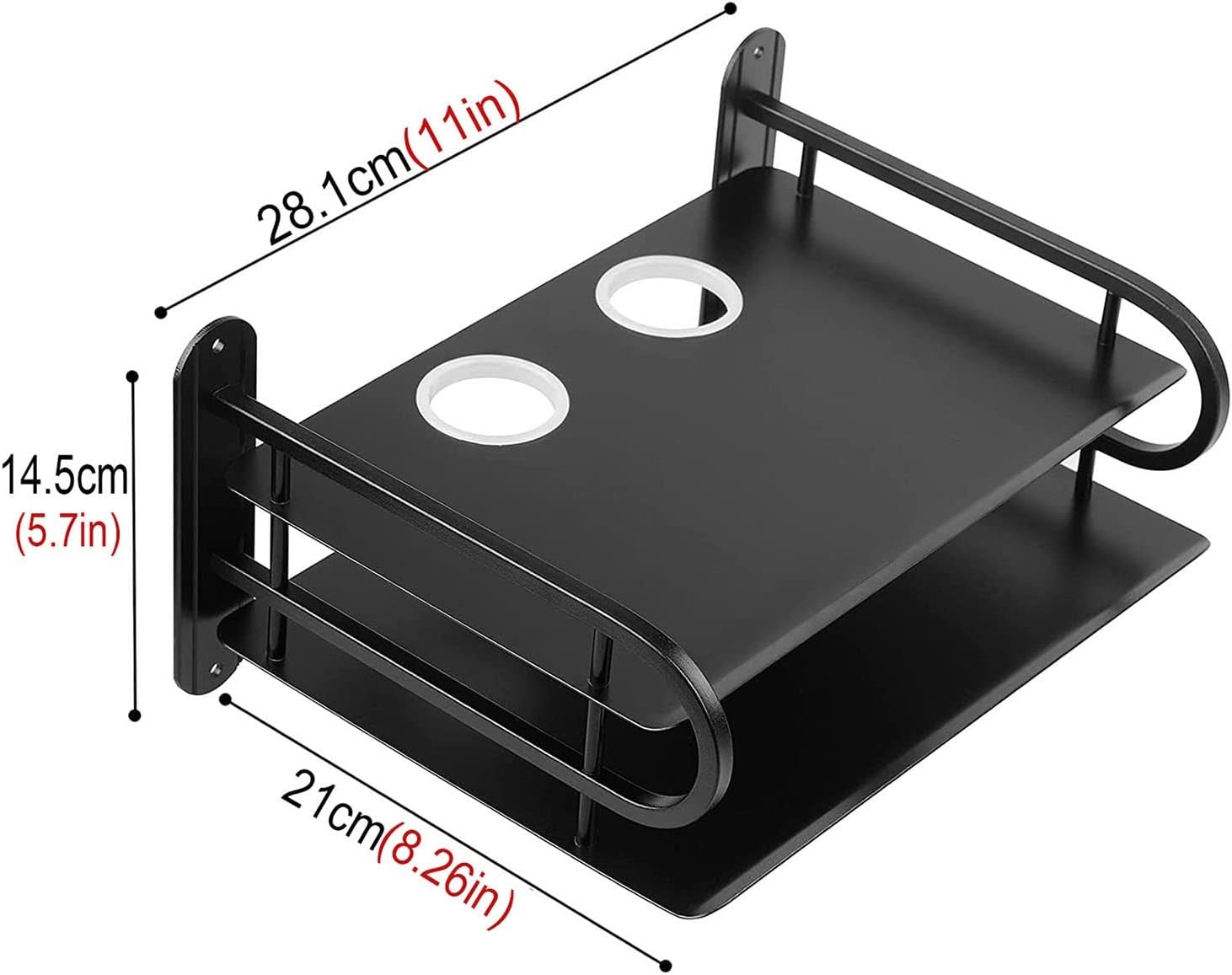 Multifunctional Floating TV Shelf, Wall Mount WiFi Router Stand, Small Projector Shelf, Electronic Equipment Stand (Size : 28.1 * 21 * 14.5cm)