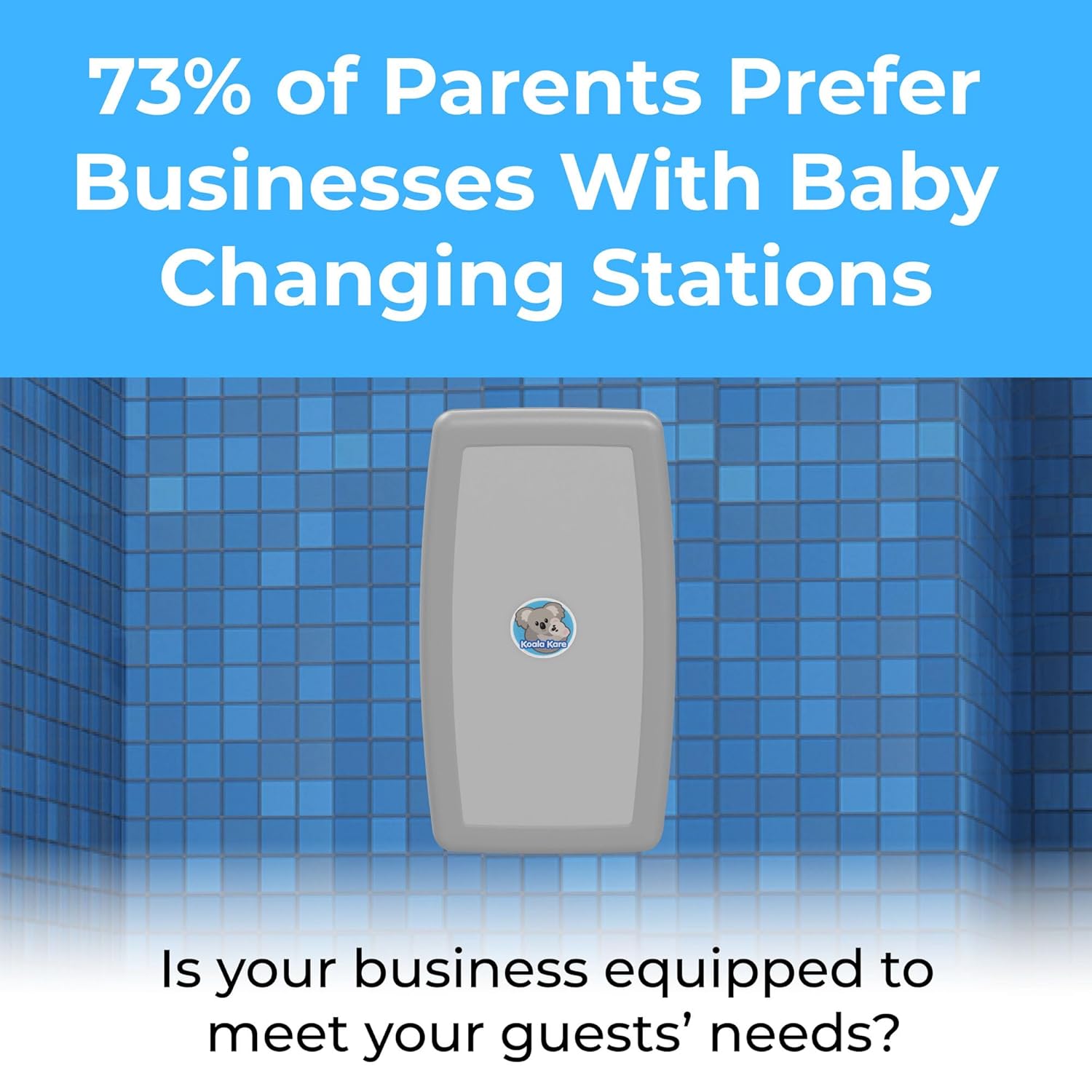 Koala Kare Surface-Mounted Horizontal Baby Changing Station, Model KB300-01 (Grey)
