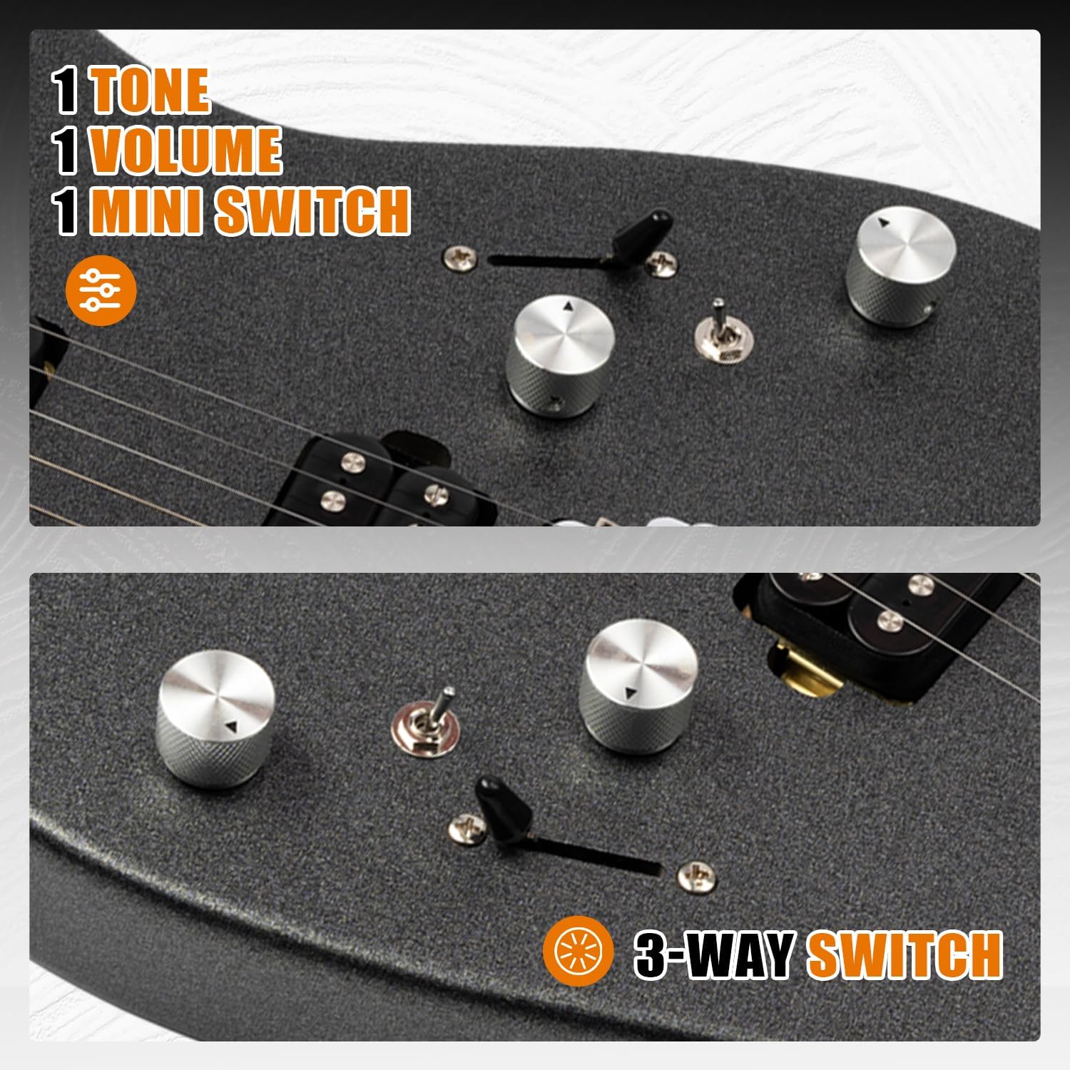 EART EYP-OMNI24 6 String Solid Body Electric Guitar Roasted Bookmatched Mahogany Body Artones-Hh-Y Pickup Set for Creative Young Musicians