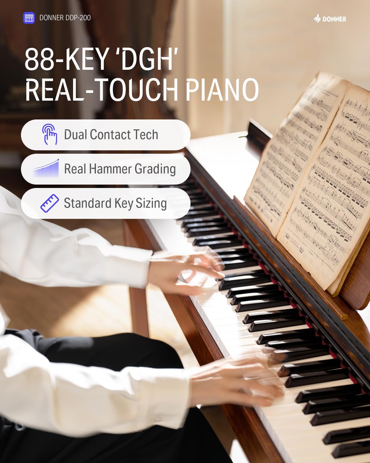 Donner DDP-200 Digital Piano 88 Key Weighted with Bench