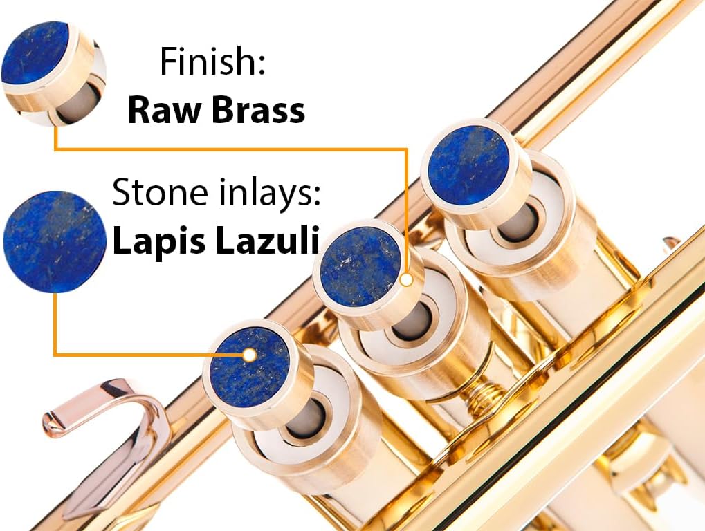 HEAVY Trumpet custom finger buttons for all Yamha (All YTR), Stomvi, Shagerl, Carol Brass and Fides Trumpets, Yamaha flugelhorn 631/731, Yamaha cornet models (Raw Brass, Lapis Lazuli)