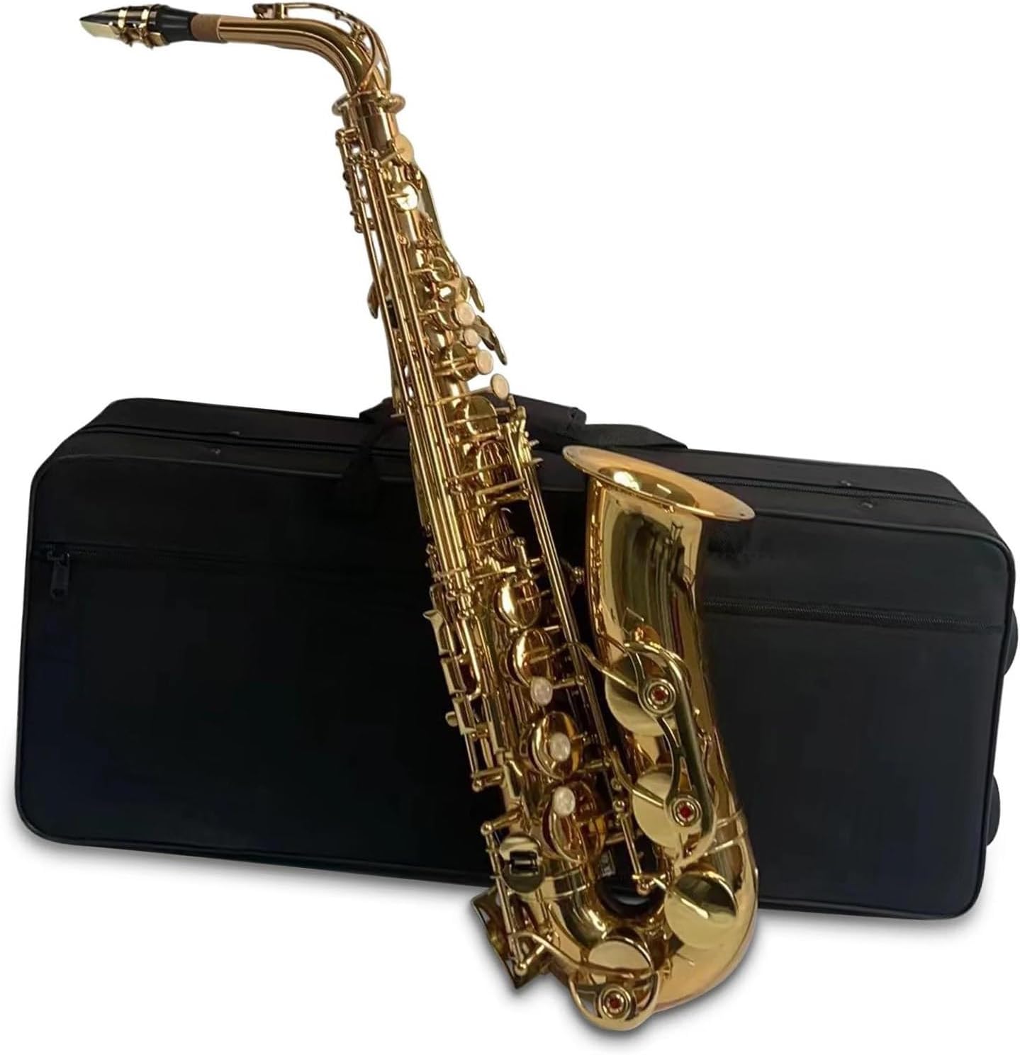 Golden Eb Alto Saxophone Sax Brass Body White Shell Keys Woodwind Instrument With Carry Case