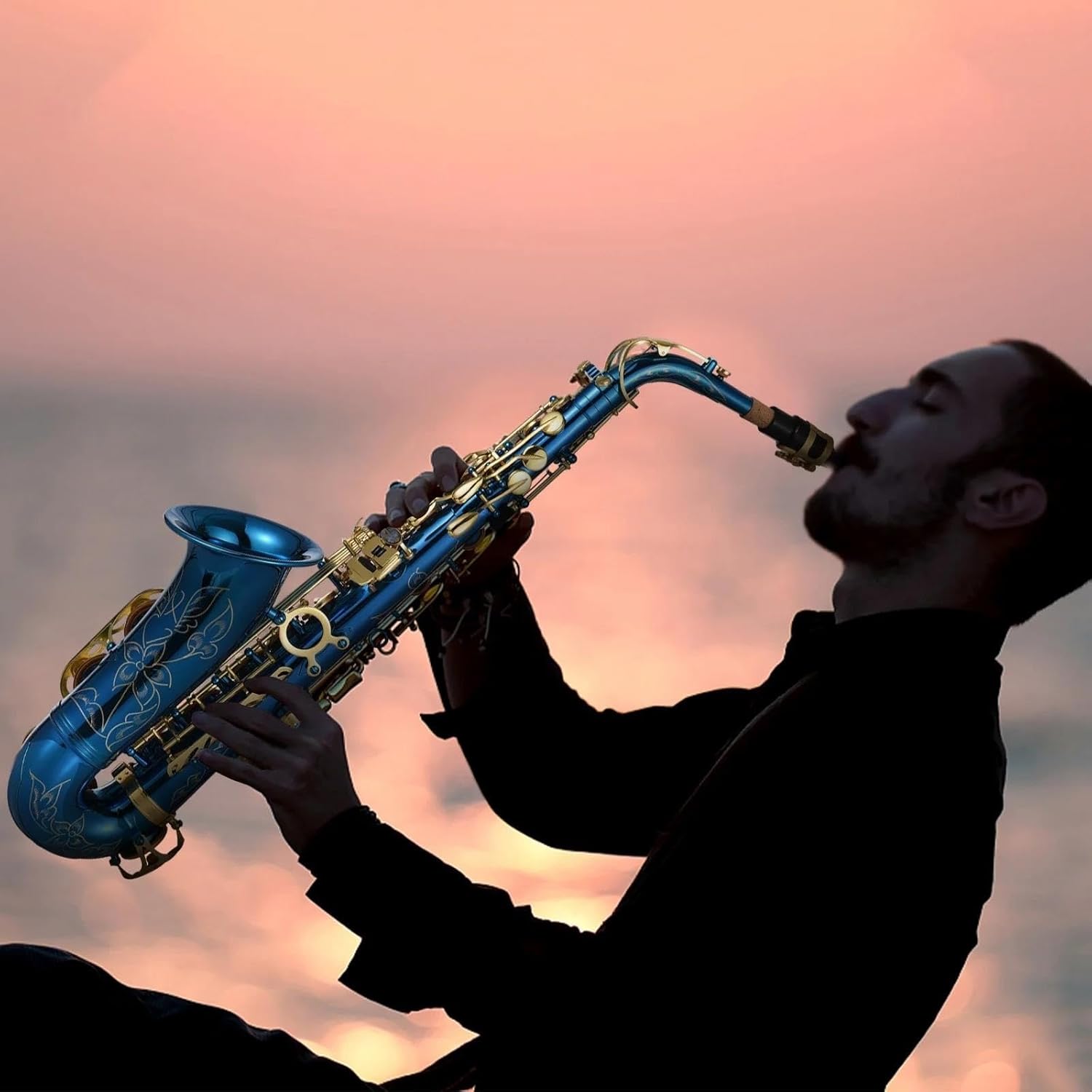 VBDEFRT Woodwind Instruments Brass Engraved Eb E-Flat Alto Saxophone Buttons With Case Gloves Cloth Belt Brush