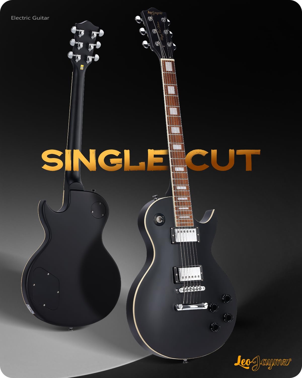 Leo Jaymz SC Series Electric Guitar – Mahogany Body, Laurel Fingerboard, Dual Humbuckers, Stainless Steel Frets, Tune-O-Matic Bridge, C Neck, 18:1 Tuners (Matt Black)