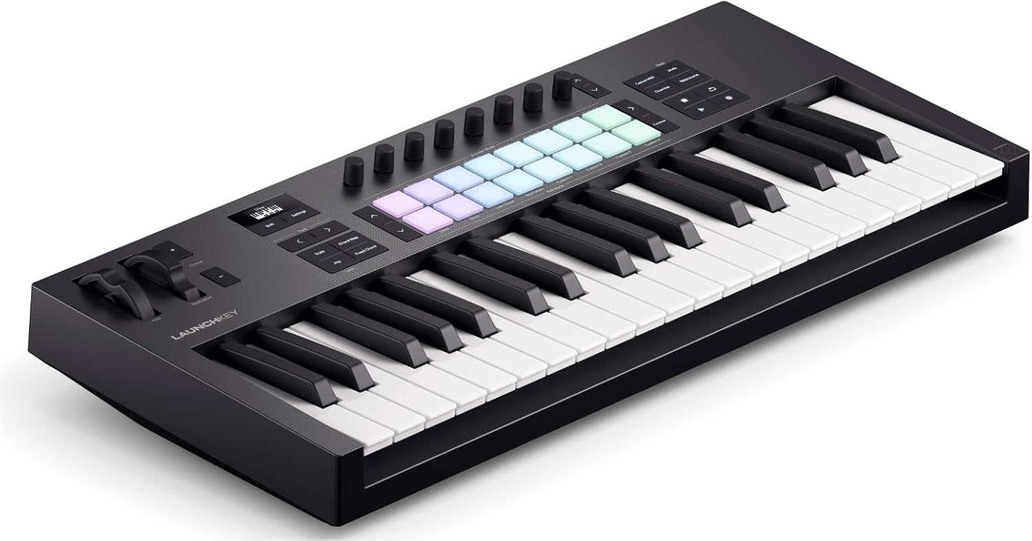 Novation Launchkey 37 MK4 — Compact 37 Key, USB, MIDI Keyboard Controller with DAW Integration. Chord Mode, Scale Mode, 8 Drum Pads, and Arpeggiator — Includes Software Bundle for Music Production