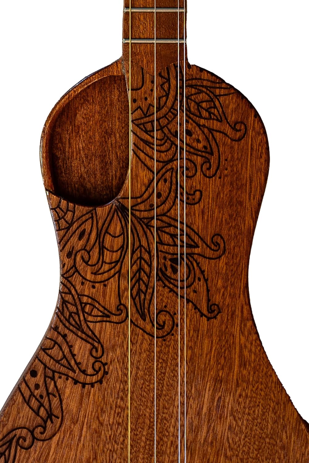 Boondocker D2 Dulcimer Guitar Sapele Mahogany with Henna Pattern Bundle with Gig Bag and Strap