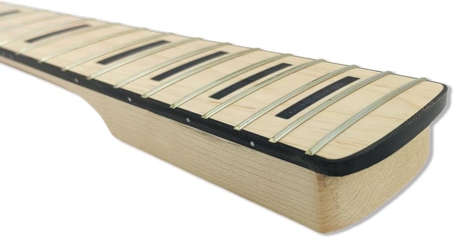 Maple Replacement Electric Bass Guitar Neck, 4-String 22 Fret 34'' Scale Length 42mm Nut & 65mm Heel Maple Fretboard Bolt On Unfinished Bass Neck DIY Installation & Repair Part