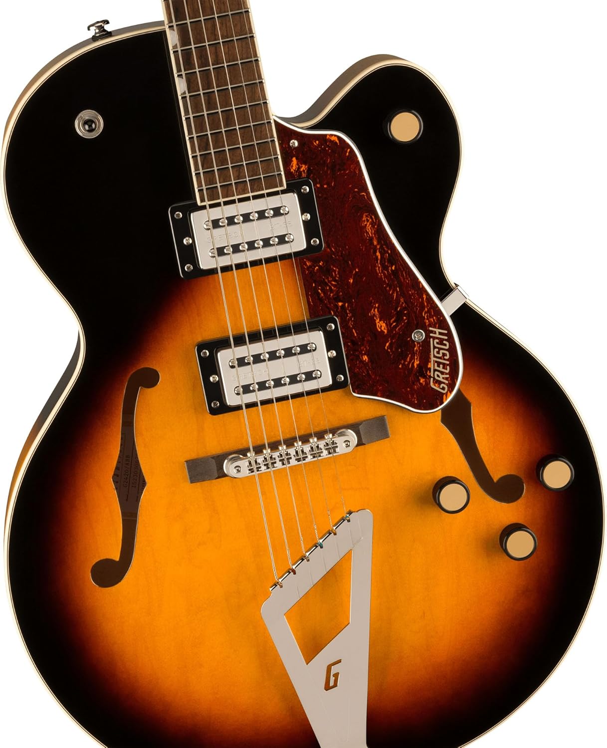 Gretsch G2420 Streamliner Hollow Body Electric Guitar - Aged Brooklyn Burst Bundle with Strings, Strap, Picks, String Winder, and Austin Bazaar Polishing Cloth
