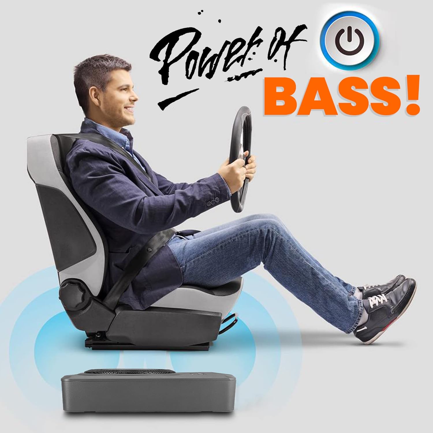 Pyle 8-Inch Low-Profile Amplified Subwoofer System - 600 Watt Compact Enclosed Active Underseat Car Audio Subwoofer with Built in Amp, Powered Car Subwoofer w/ Low & High Level Inputs - Pyle SBA8A.5