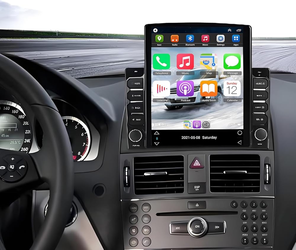 Android 14 Car Stereo Compatible for Mercedes Benz W204 S204 C300 2007-2010 9.7in Touchscreen Car Radio with Carplay/Android Auto Bluetooth WiFi FM/RDS SWC Mirror Link AHD Camera Mic 2+32G