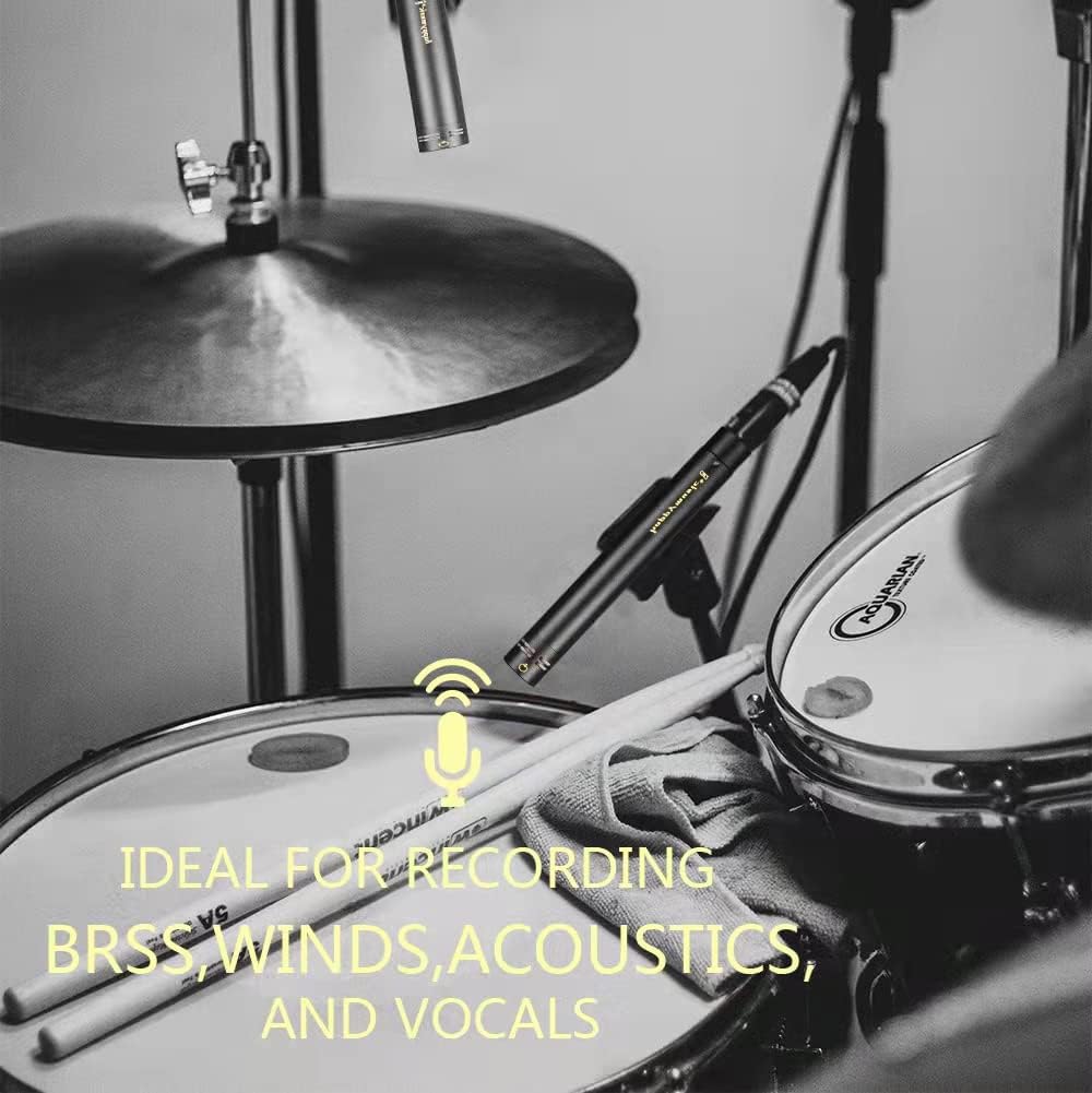 happymusic CM2 Pencil Stick Condenser Microphone，Interchangeable Omni,Cardioid and Super Cardioid Capsules for Acoustic Woodwind Instruments &Professional Audio Recording Acoustic