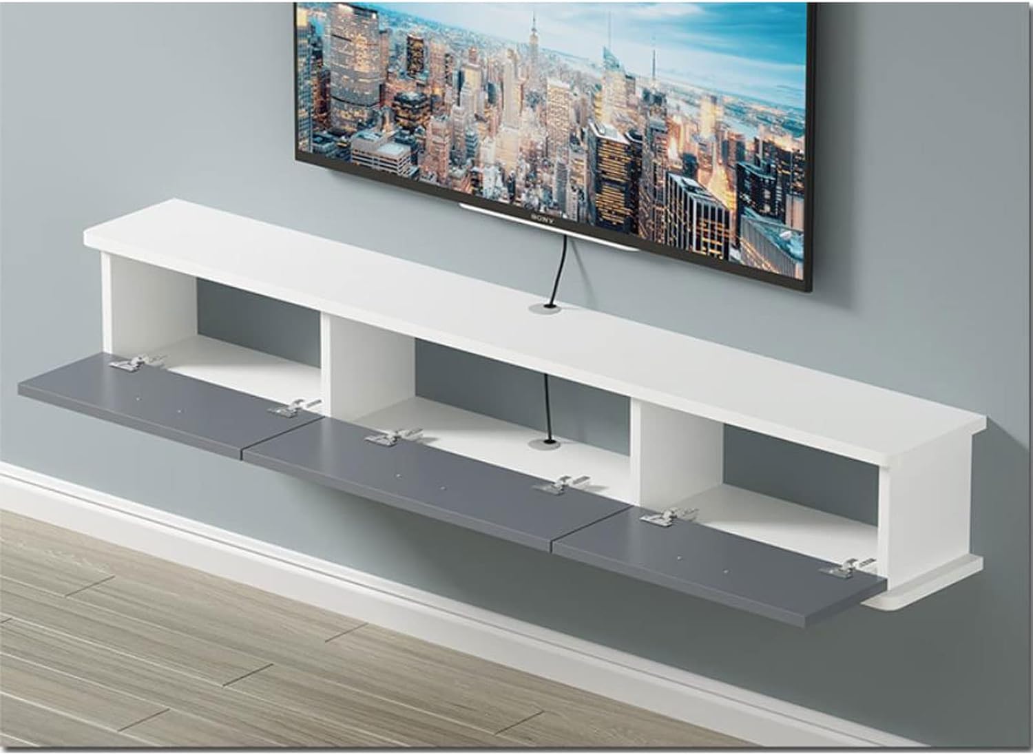 Wall Mounted TV Cabinet Floating Shelf Wall Shelf TV Stand Multimedia Storage Shelf Display Shelf Bedroom Living Room Office Media Room Wall Unit Decor Shelf Wall Mount Corner Shelves
