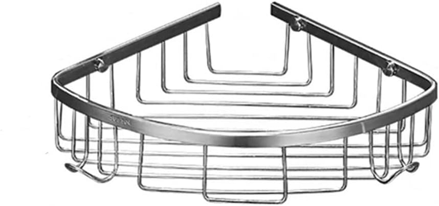 Corner Shower Caddy Bathroom Shelf, Stainless Steel Wall Mount Triangular Cosmetic Shelves, Corner Drain Basket Storage Rack With Hook Shower Organizer (Color : Silver)