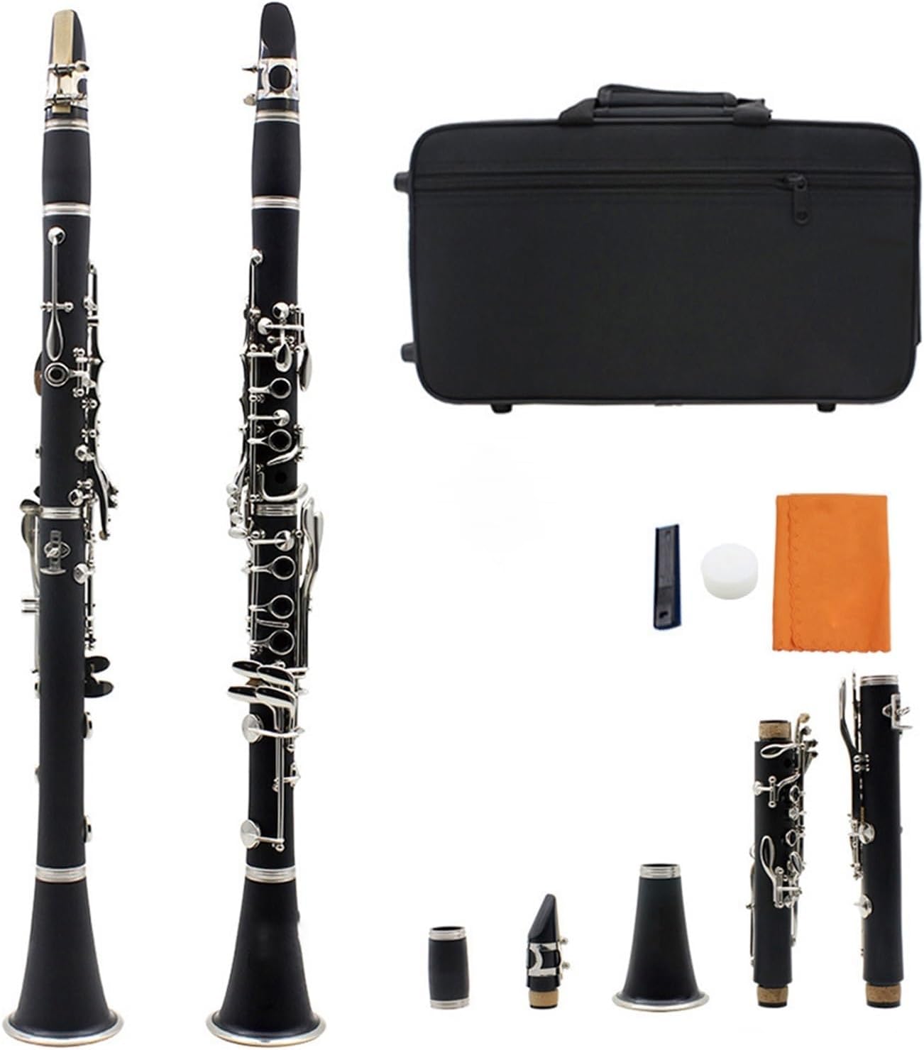 Clarinet B Flat Black 17 Key Professional Grade Performance Wind Instrument