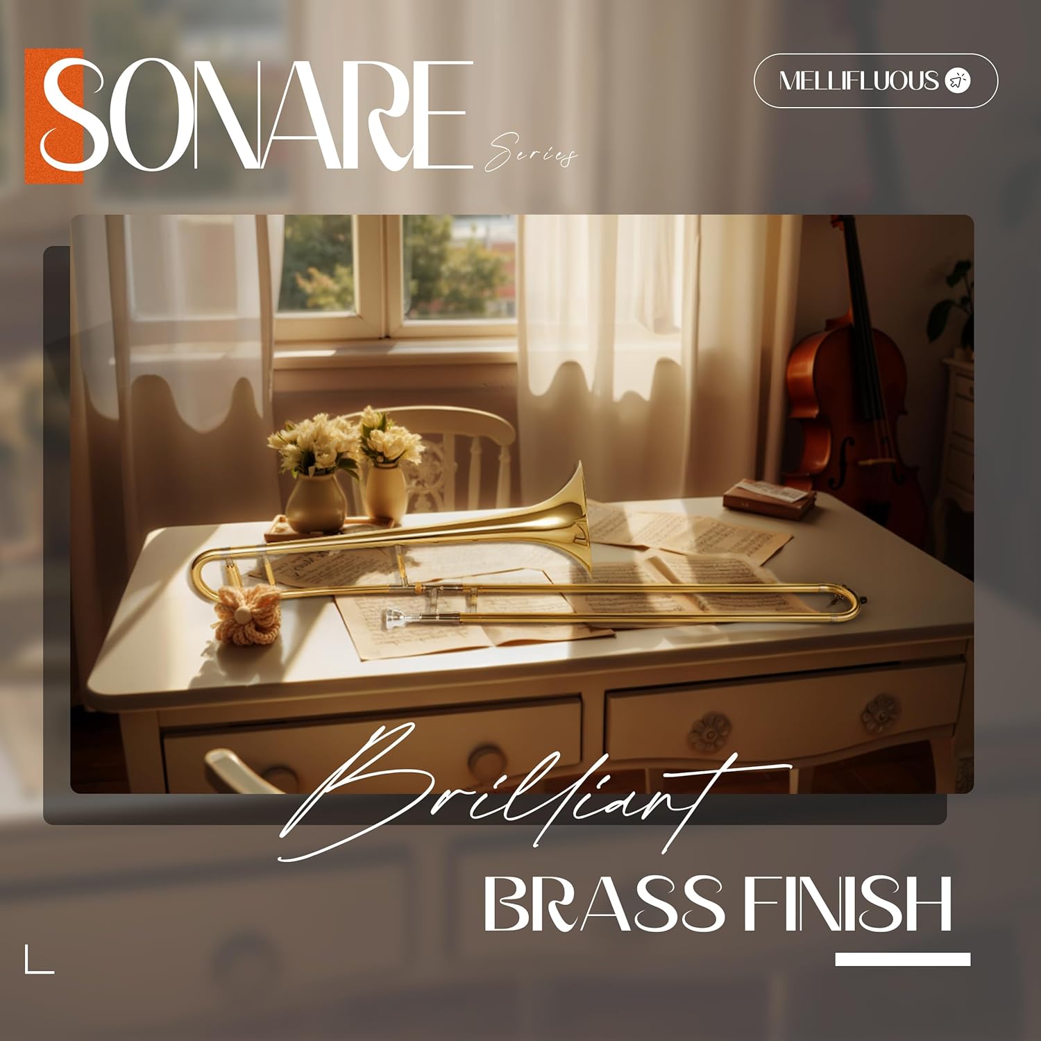 AKLOT Classic Bb Tenor Trombone: Entry-Level B Flat Brass Instruments with Hand-Hammered Bell, Anti-Tarnish Gold Lacquer Finish, Ideal for Beginner, Includes Hard Case, Mouthpiece, Gloves, Cloth