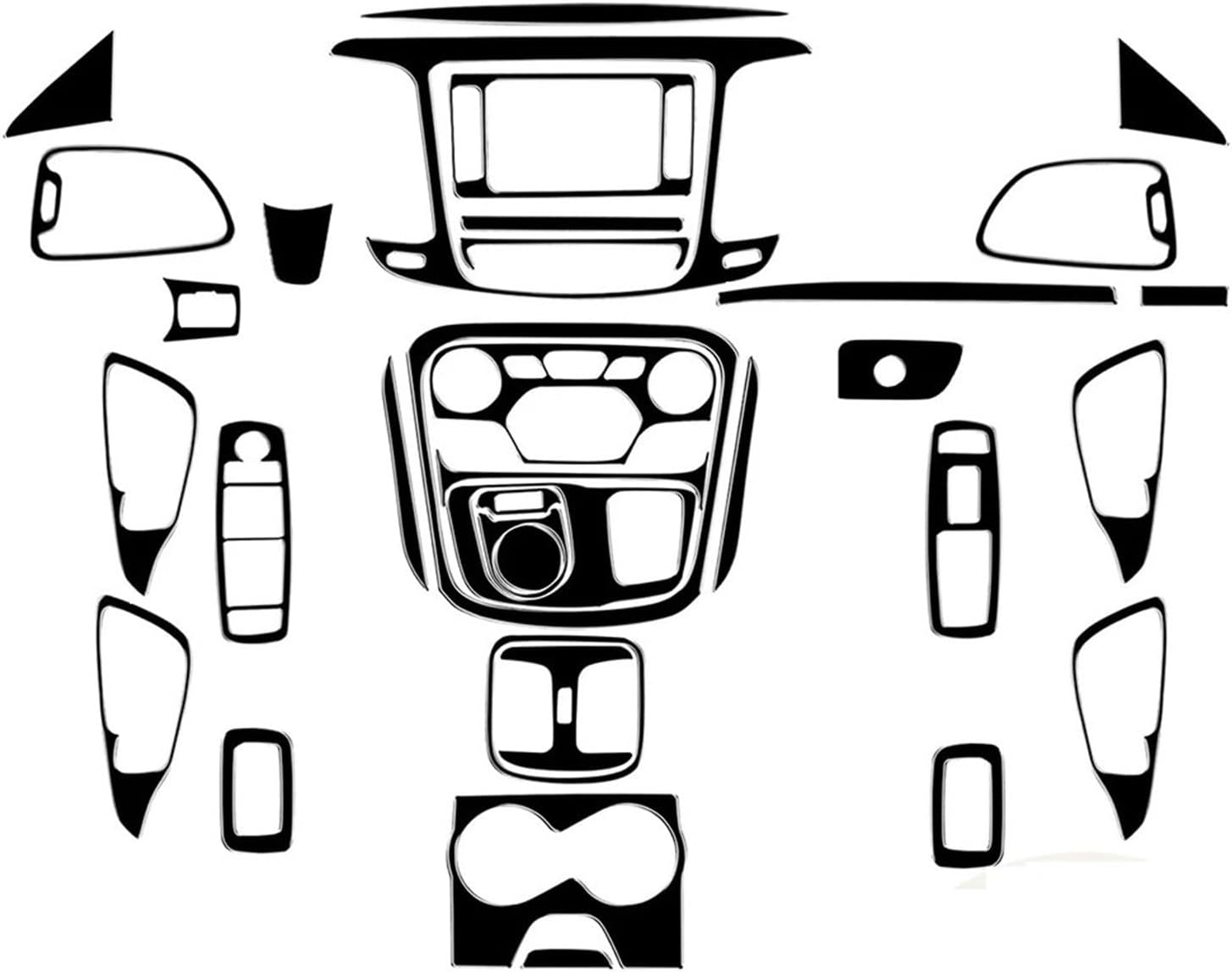 Center Control Gear Shift Panel Cover Trim Compatible for Chrysler 200 2015 2016 2017 Full Kit Car Carbon Fiber Stickers Interior Accessory(Piano Black A)