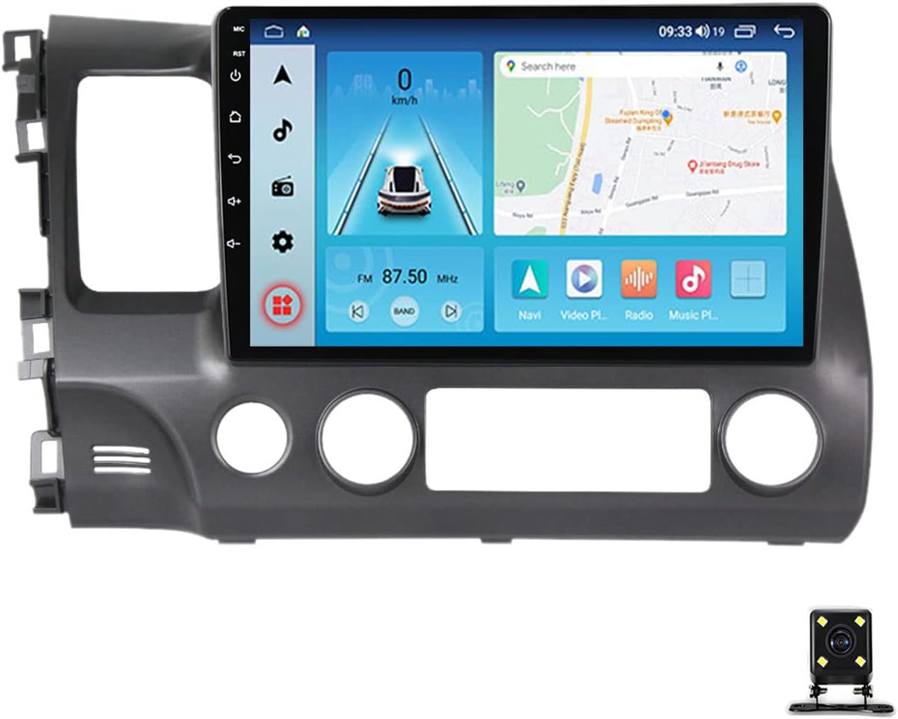 Car Stereo Multimedia MP5 Player for Honda Civic 8 2005~2012 Car Audio with Rear View Camera FM Radio 10 Inch Touch Screen Support Bluetooth/WiFi/SWC/Mirror Link/Carplay+Android Auto