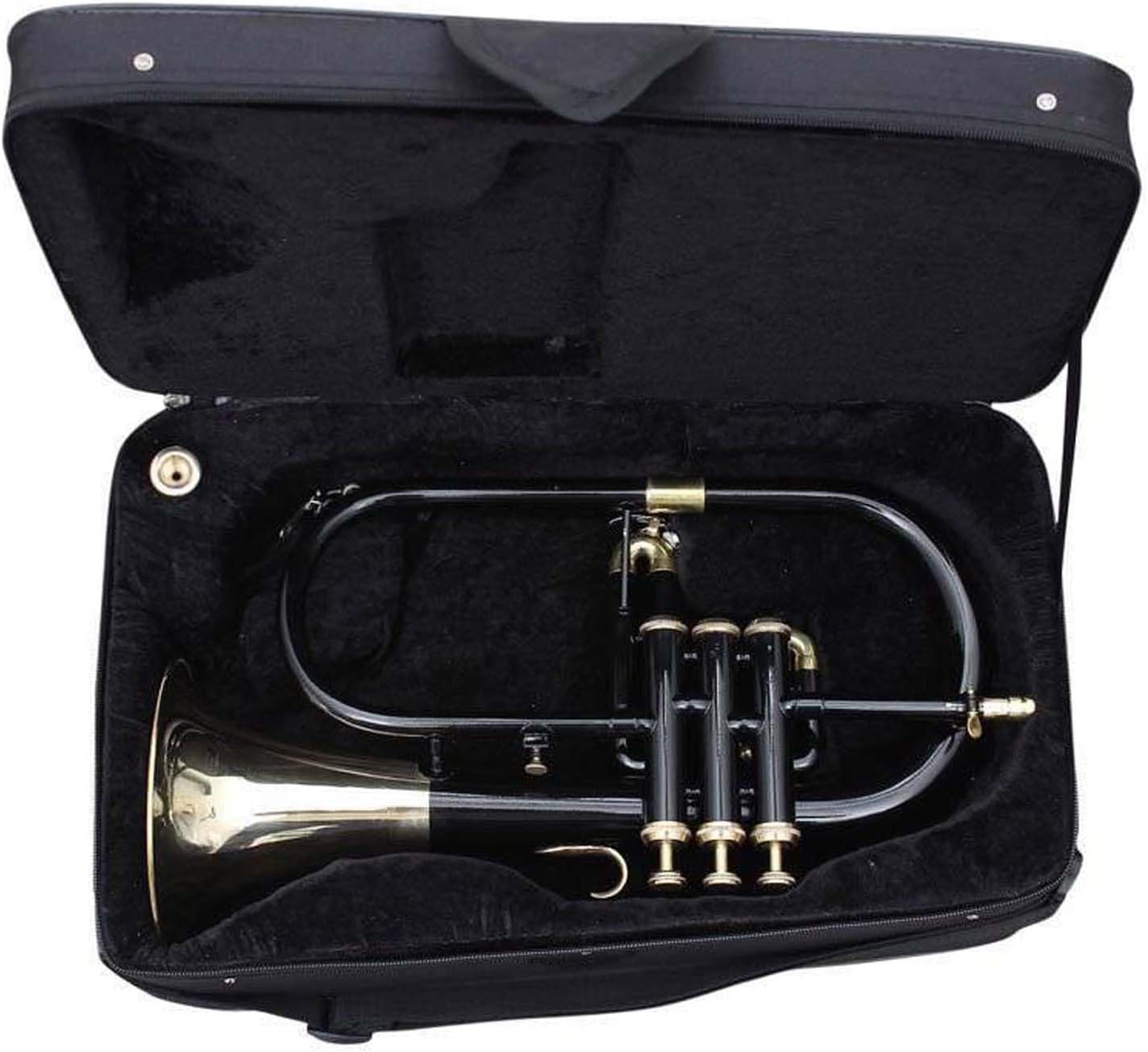 Flugel Horn Pitch Three Valve Key Bb Free Hard Case Mouthpiece (Black)