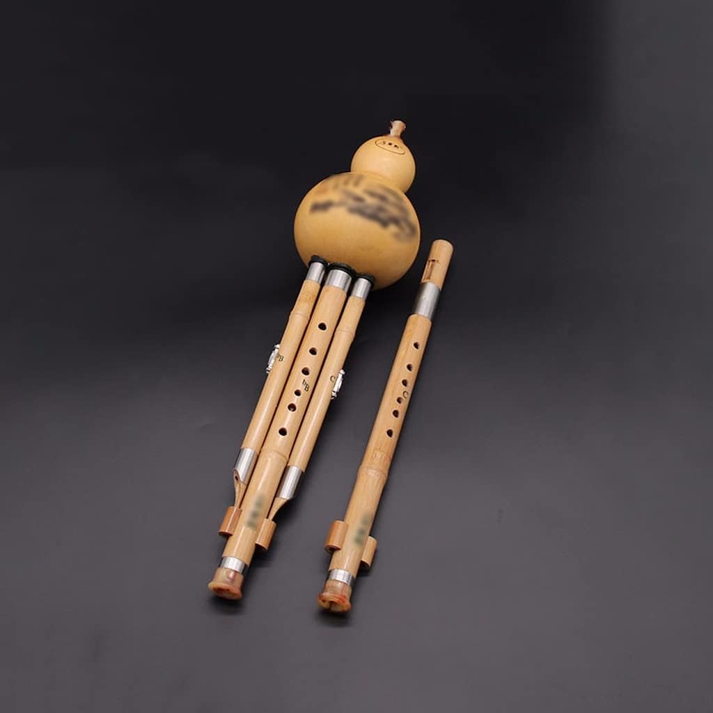 Mobkid Hulusi Musical Instrument Ethnic Musical Instrument Traditional Chinese Woodwind Instrument Beginner Music Lover (Color : Yellow, Size : 42cm)