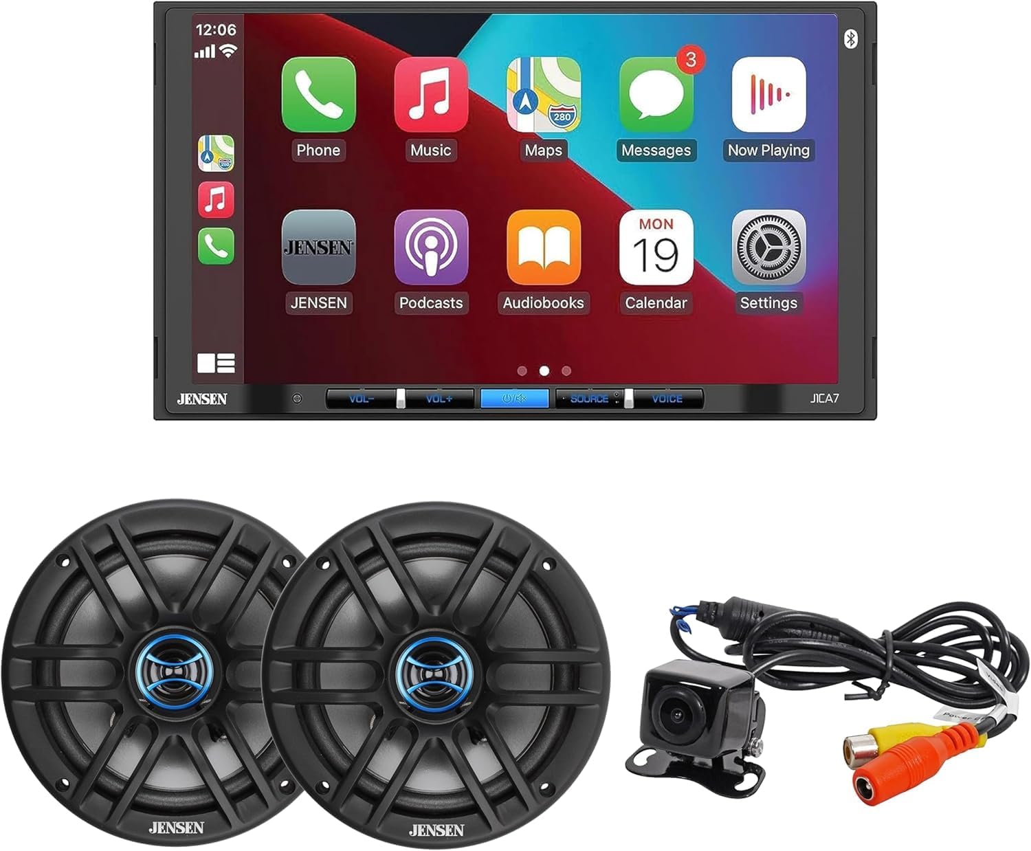 JENSEN J1CA7-BUC 7-inch Car Stereo with BUCAM100J Backup Camera & JS62 6.5 inch Speakers