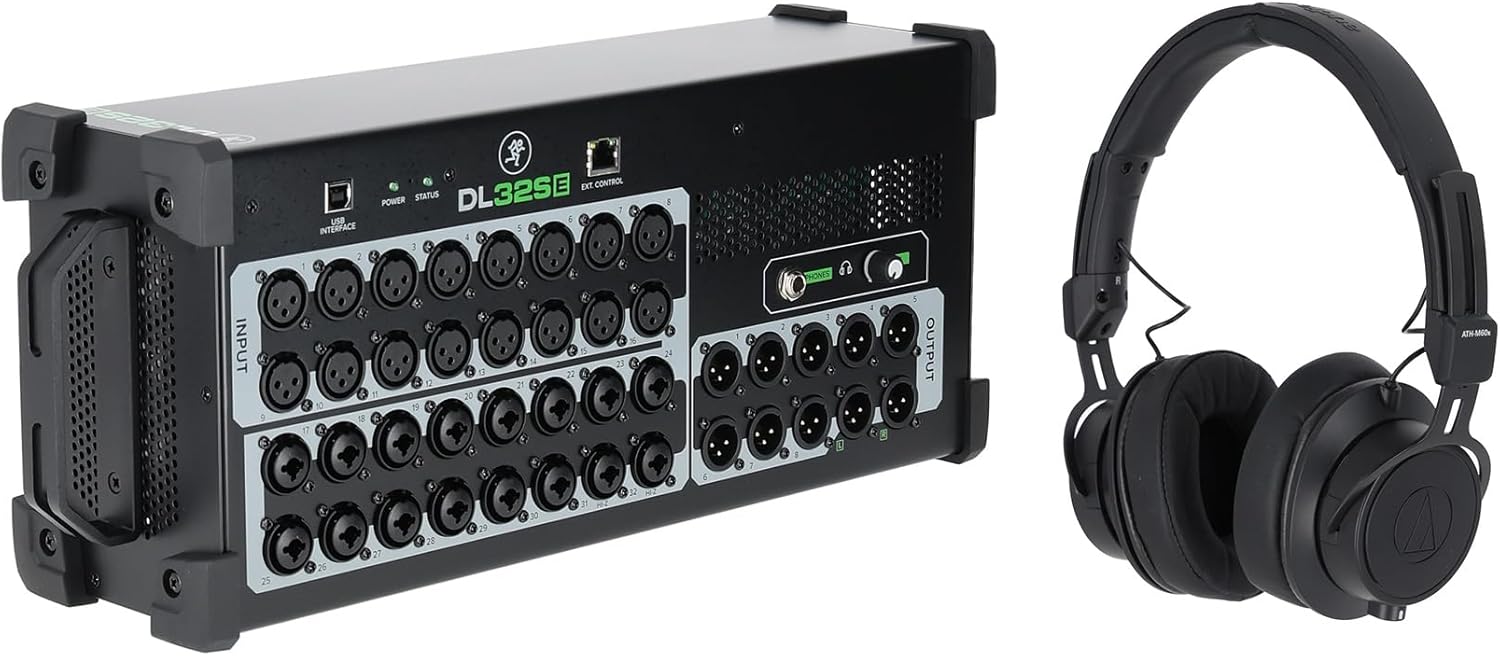 Audiosavings Bundle: Mackie DL32SE Digital Rack Mixer w/Onyx+ Preamps+Interface Bundle with ATH-M60XA Closed-Back On-Ear Headphones with Detachable Cables (2 Items)