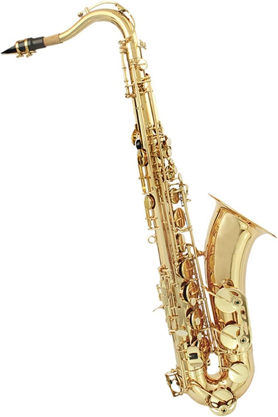 Bb Tenor Saxophone Brass Body Electrophoresis Gold Woodwind Instrument (Color : Gold)
