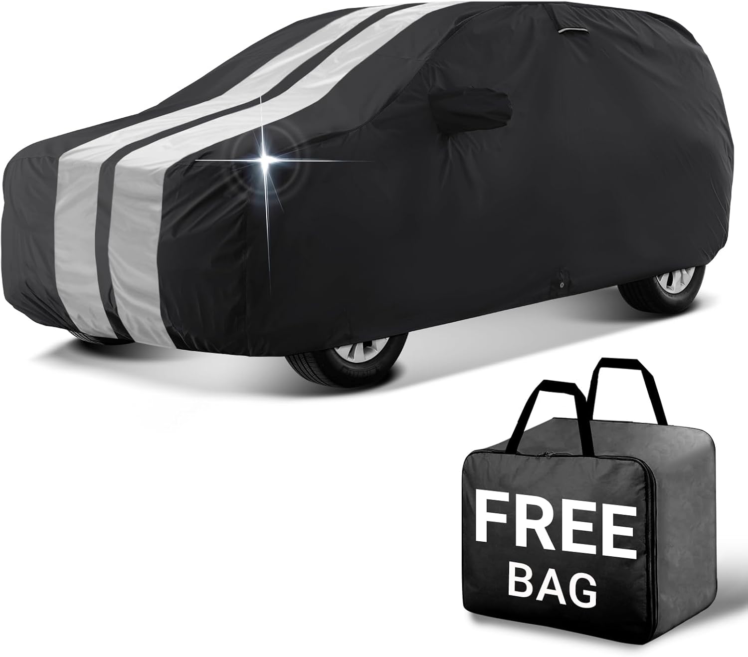 Coverland Custom Fit SUV Car Cover for 1997-2025 Honda CR-V, Waterproof All Weather, Car Covers for Automobiles, Rain, Snow, UV, Sun Protection, Full Exterior Covers, Stripe(Black/Gray)