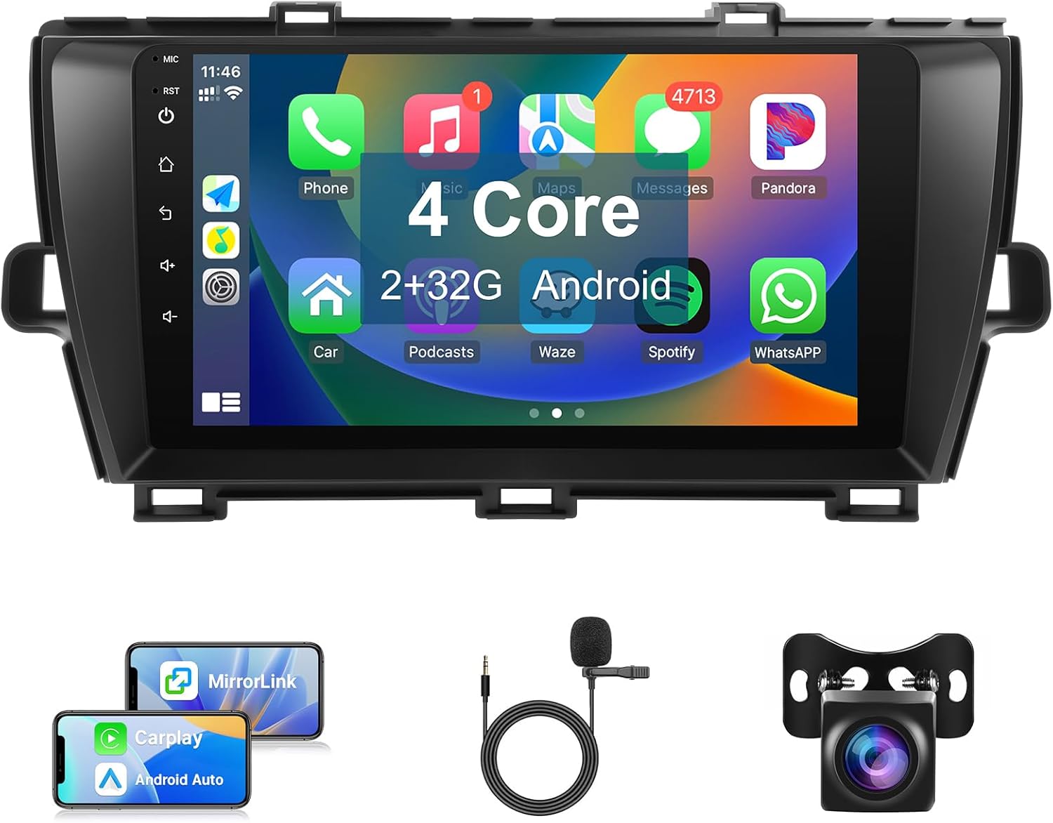 Leadfan Car Radio Stereo for Toyota Prius 2010 2011 2012 2013 2014 2015 with Wireless CarPlay Android Auto, 9'' IPS Touchscreen with Bluetooth WiFi GPS Navigation FM Backup Camera MIC Pantalla