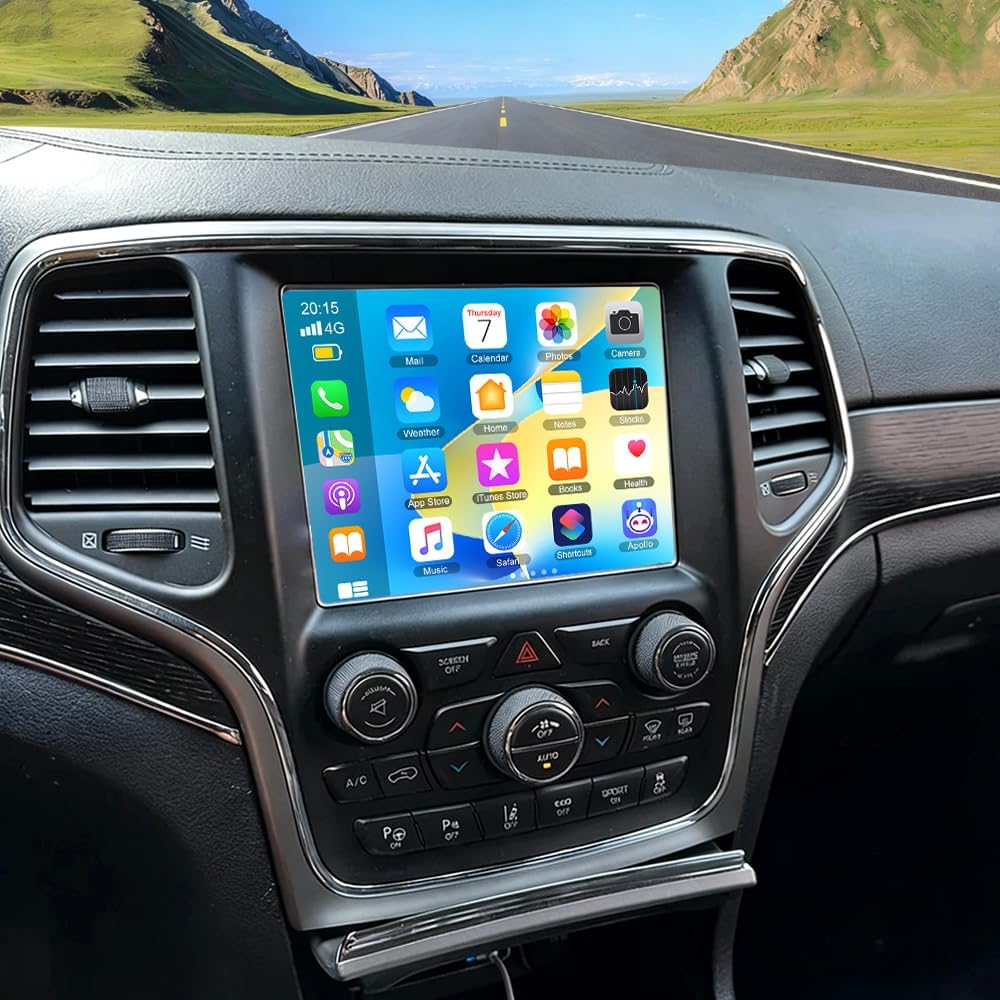 Android 14 Car Stereo for Jeep Grand Cherokee 2014-2021,8.4 Inch Double Din Car Radio with Carplay & Android Auto, in-Dash Navigation Radio with BT Mirror Link WiFi FM Radio & Backup Camera-4+64G