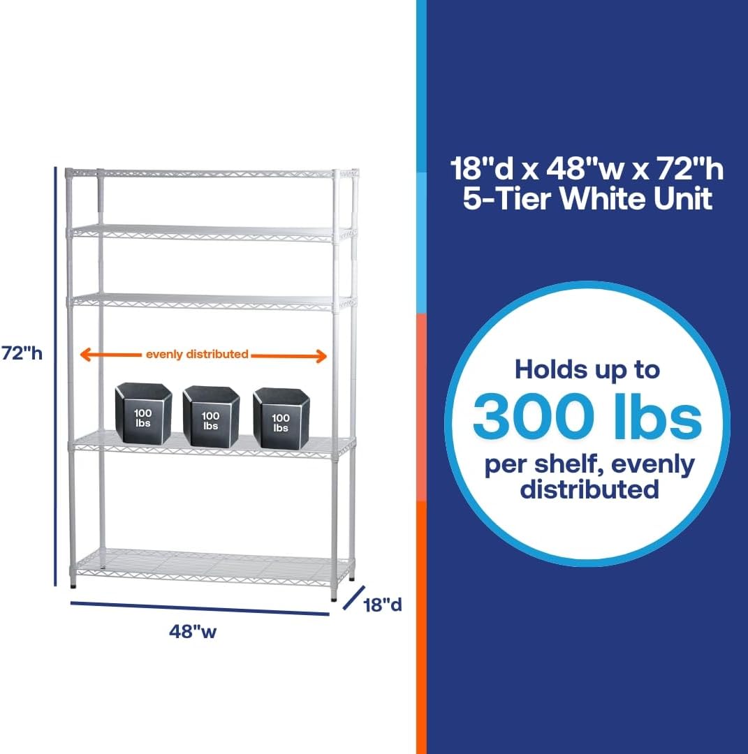 Shelving Inc. White Wire Shelving with 4 Tier Shelves - 18