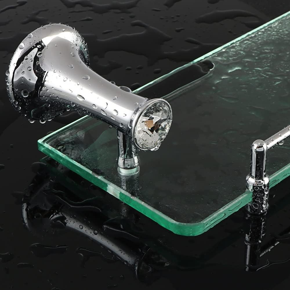 Shower Caddy 40cm Bathroom Glass Shelf, Bath Shower Glass Holder, Stainless Steel Storage Rack, Wall Mount Shelf Bathroom Shelves Accessories Bathroom Organizer